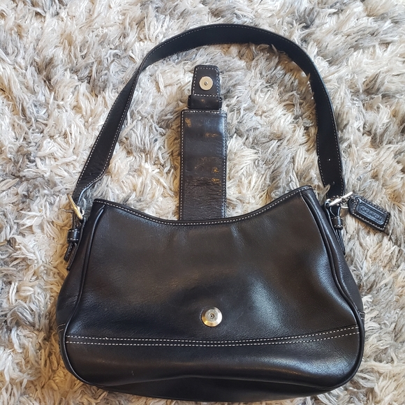 Coach Classic Hampton Leather Hobo Shoulder Bag HS2-7584 Black Medium Purse - Picture 3 of 8